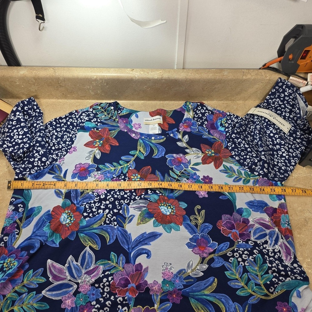 Alfred Dunner Shirt Women 2X Multicolor Floral Rhinestone Tunic Top Boho - Picture 6 of 11
